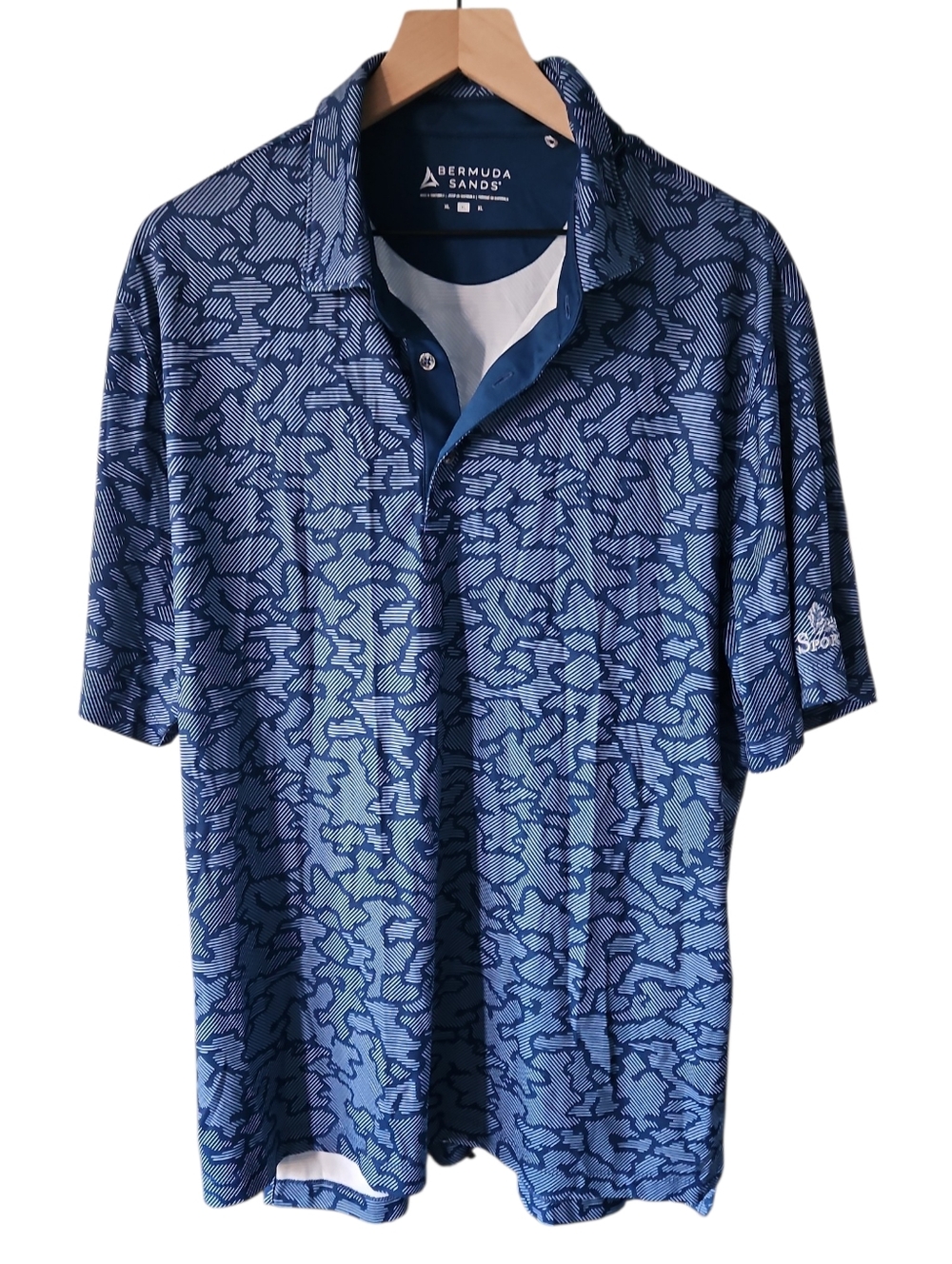 Burmuda Sands Men's Golf Blue Patterned Polo XL